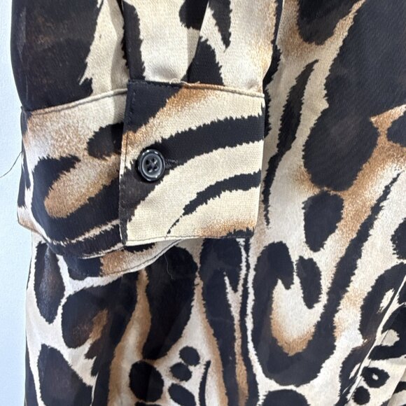 Chicos Shirt Dress Tunic Size XL Semi Sheer Animal print Side Slits Button Up - Picture 5 of 10
